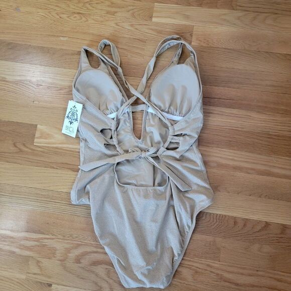 Becca By Rebecca Women's Gold Removeable Cups One Piece Swimsuit Sz Medium - Picture 5 of 7